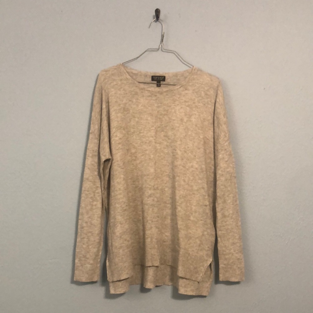 TOPSHOP Women’s Size 10 Thin Soft Grey Long Sleeve Sweater Top